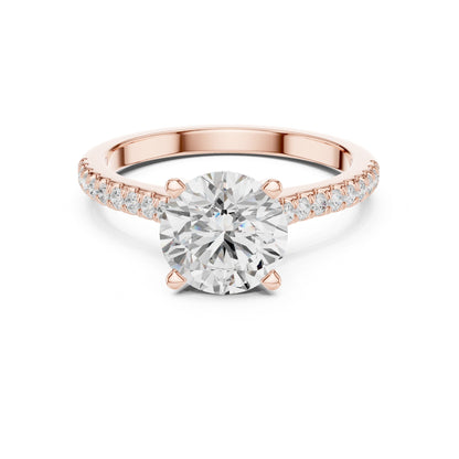 Round Lab Grown Diamond Pave Engagement Ring