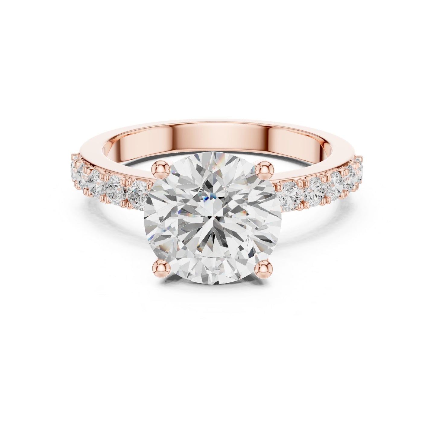 Round Lab Grown Diamond Pave Engagement Ring