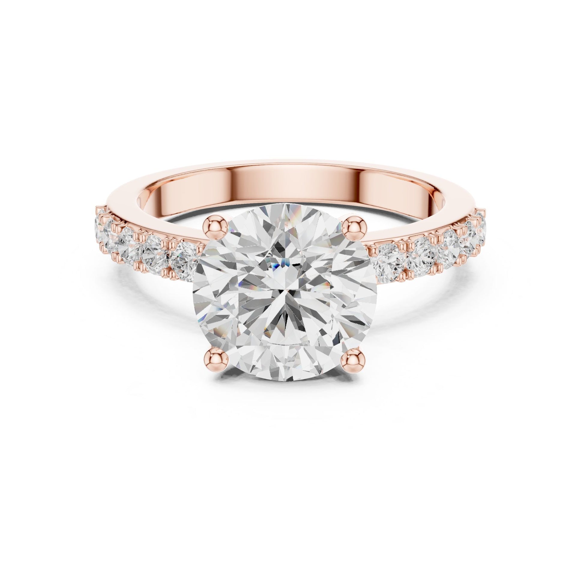 Round Lab Grown Diamond Pave Engagement Ring