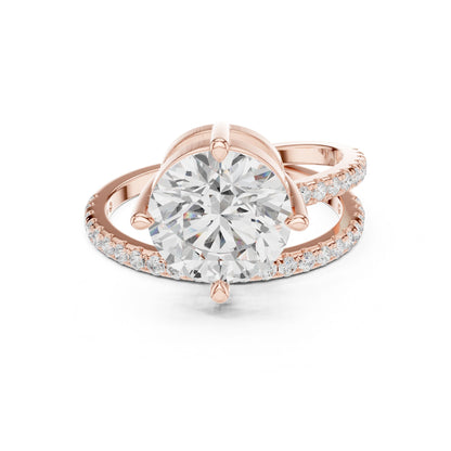 Round Lab Grown Diamond Pave Engagement Ring
