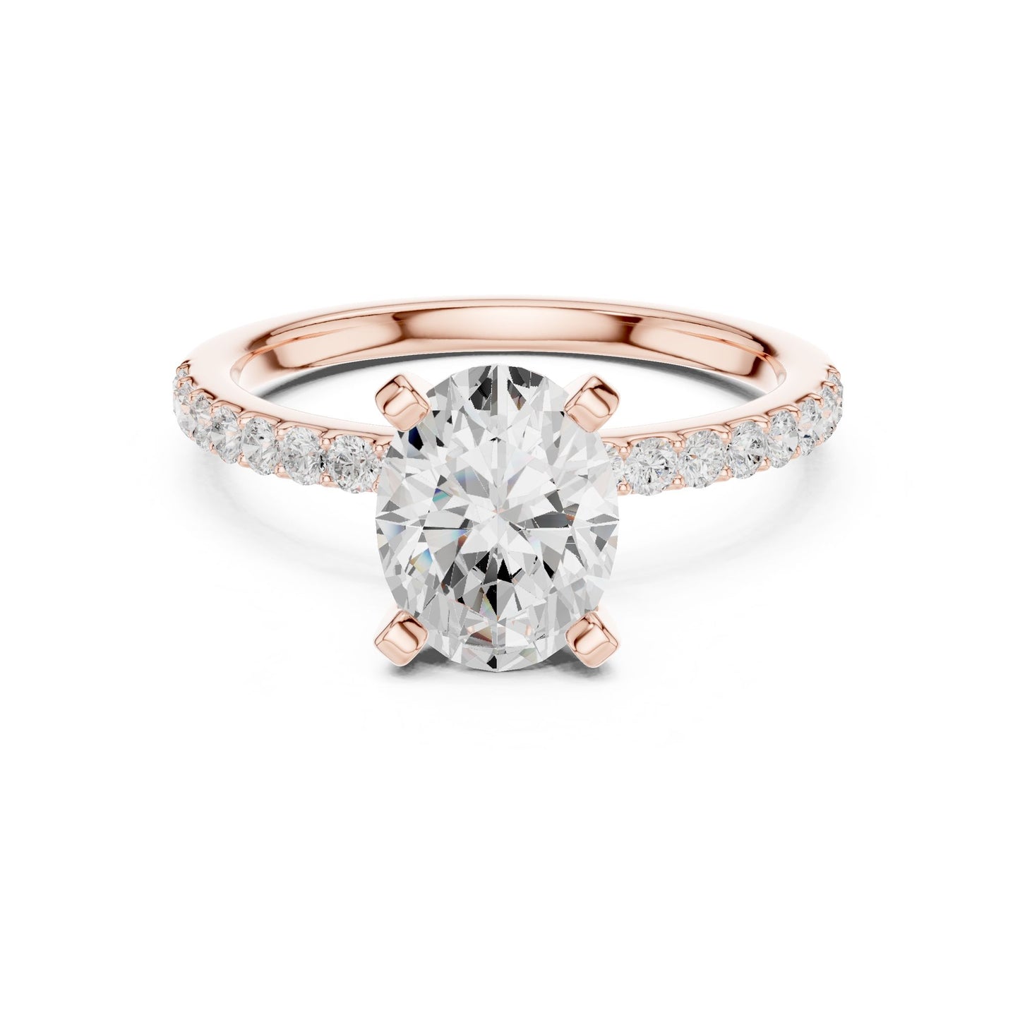 Round Lab Grown Diamond Pave Engagement Ring
