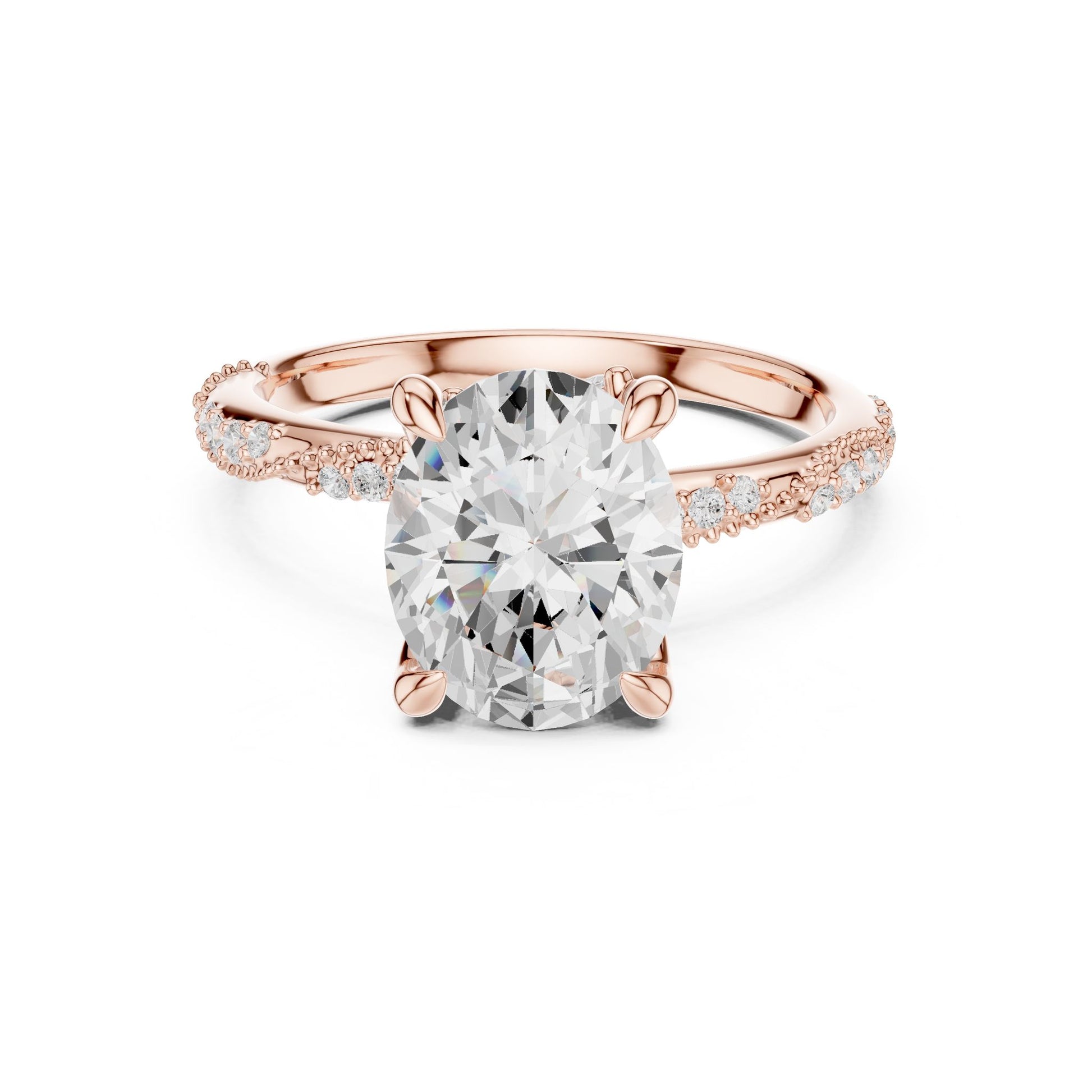 Round Lab Grown Diamond Pave Engagement Ring