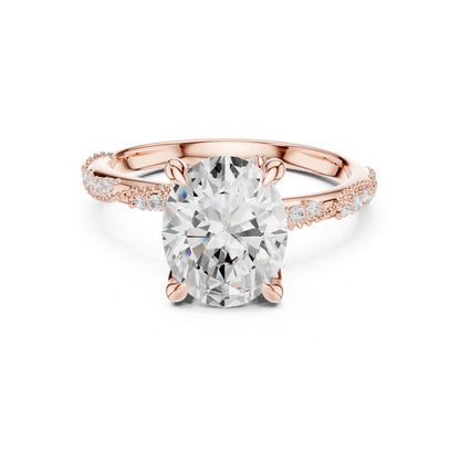 Round Lab Grown Diamond Pave Engagement Ring