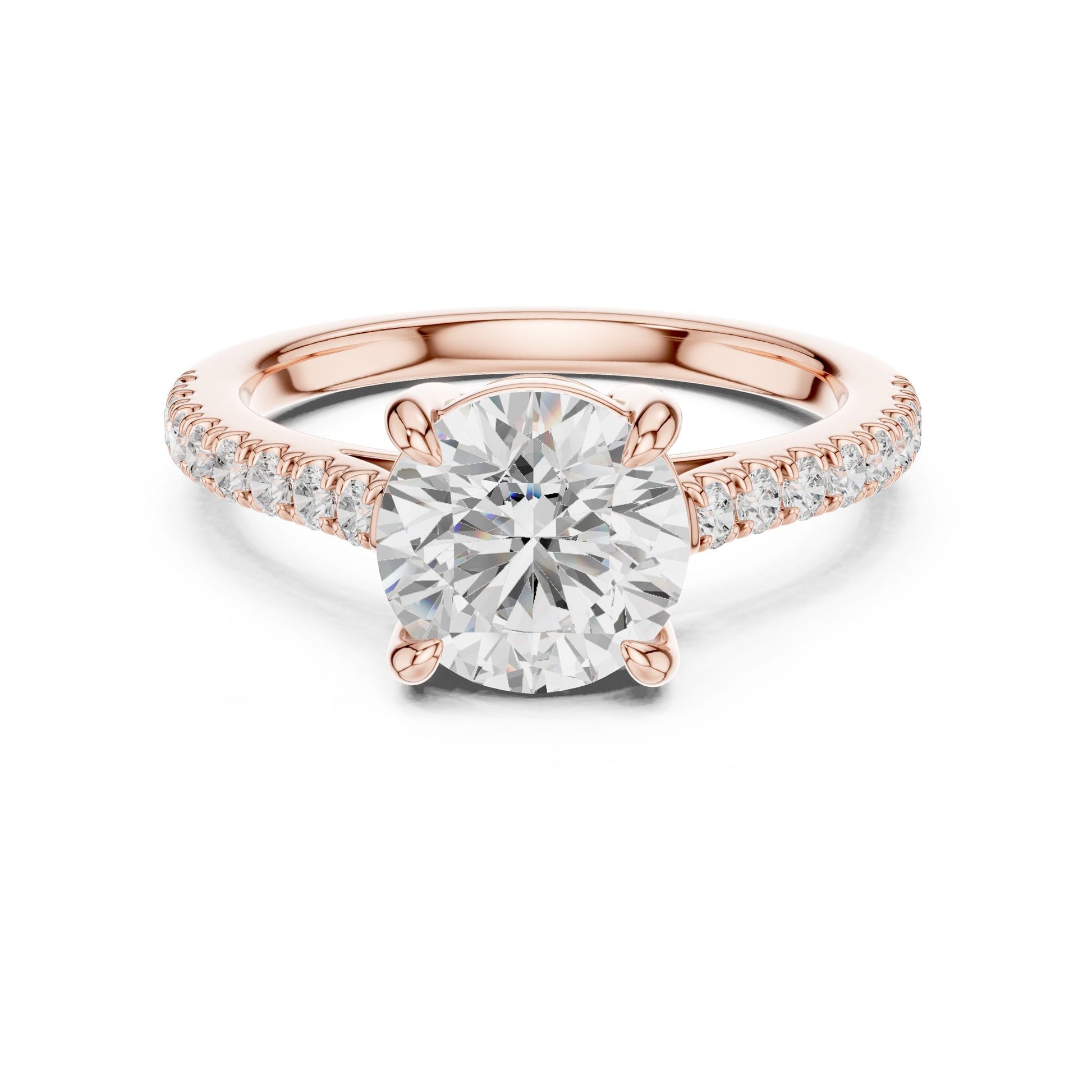 Round Lab Grown Diamond Pave Engagement Ring