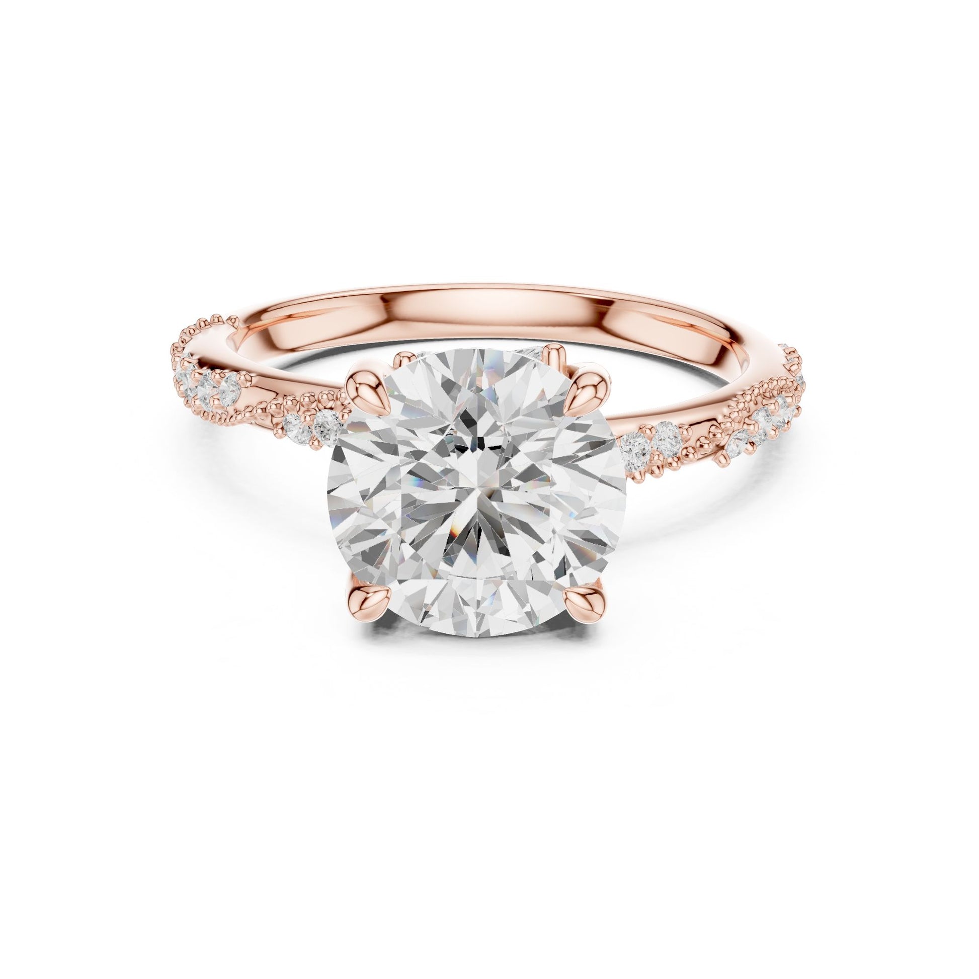 Round Lab Grown Diamond Pave Engagement Ring