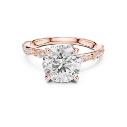 Round Lab Grown Diamond Pave Engagement Ring