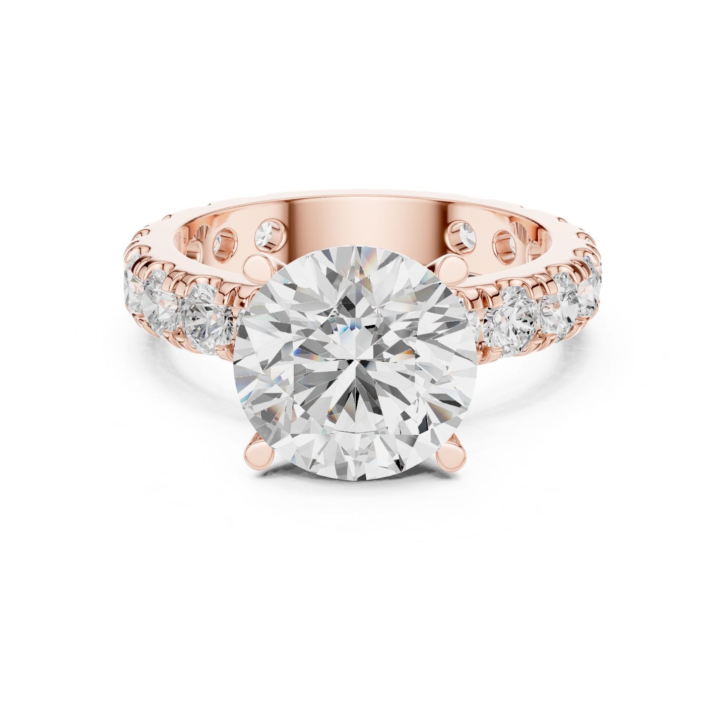 Round Lab Grown Diamond Pave Engagement Ring