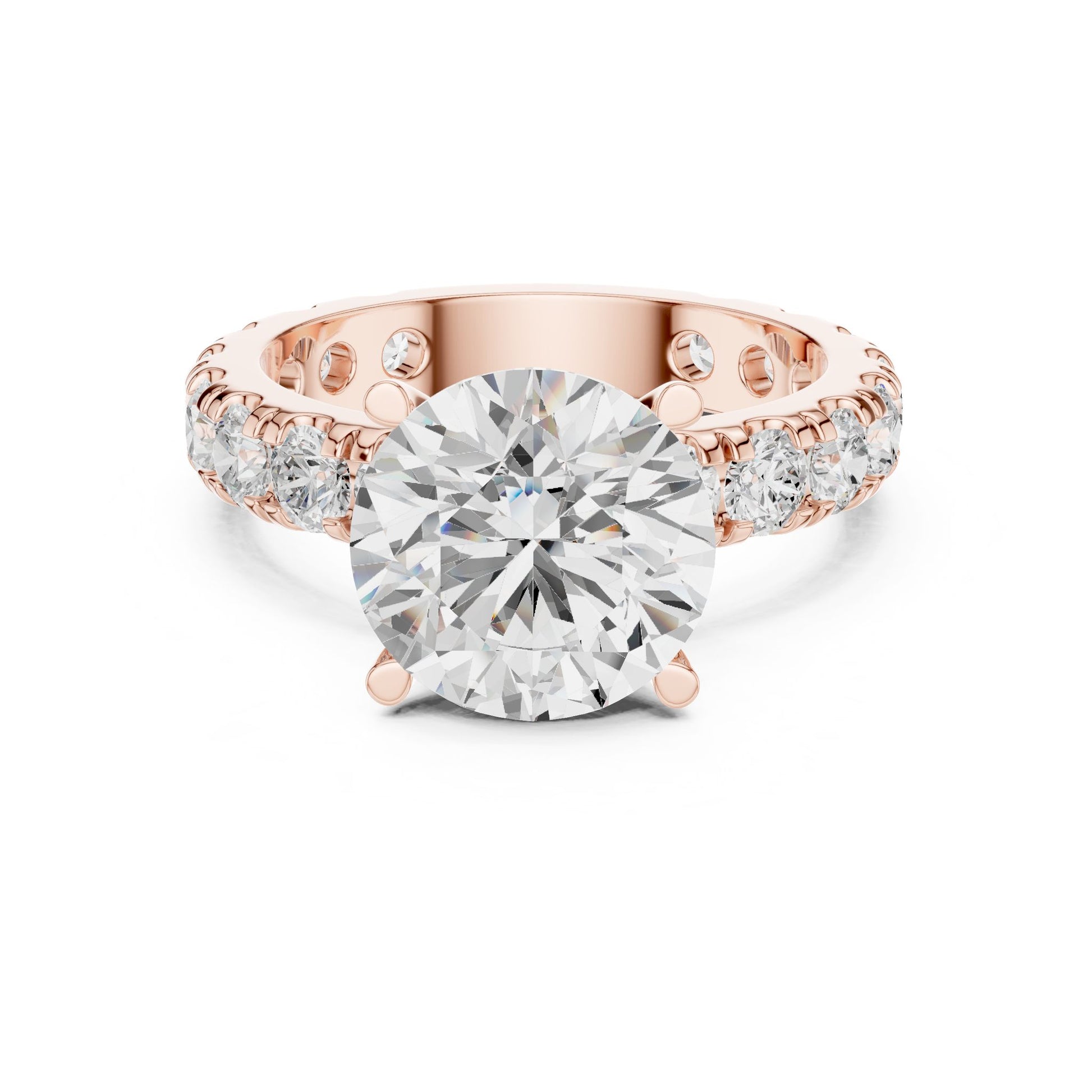 Round Lab Grown Diamond Pave Engagement Ring