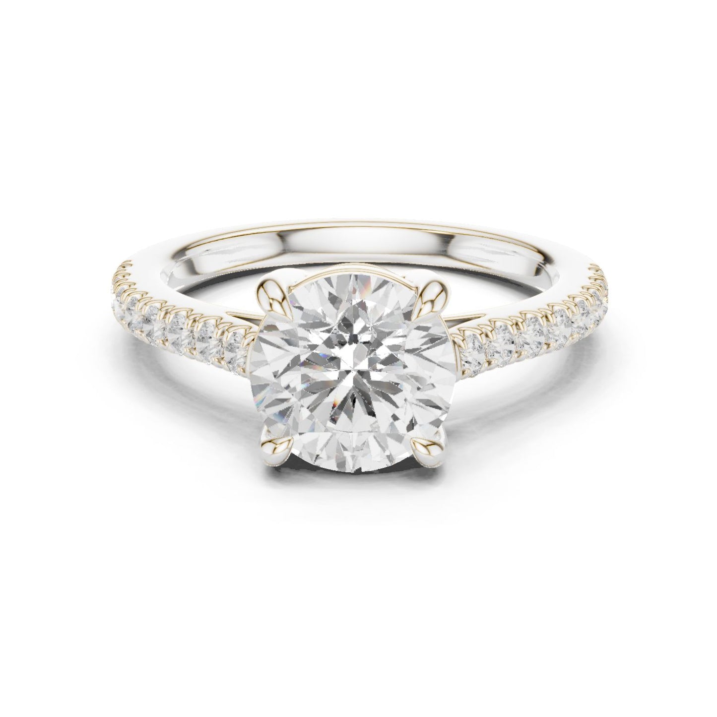 Round Lab Grown Diamond Pave Engagement Ring