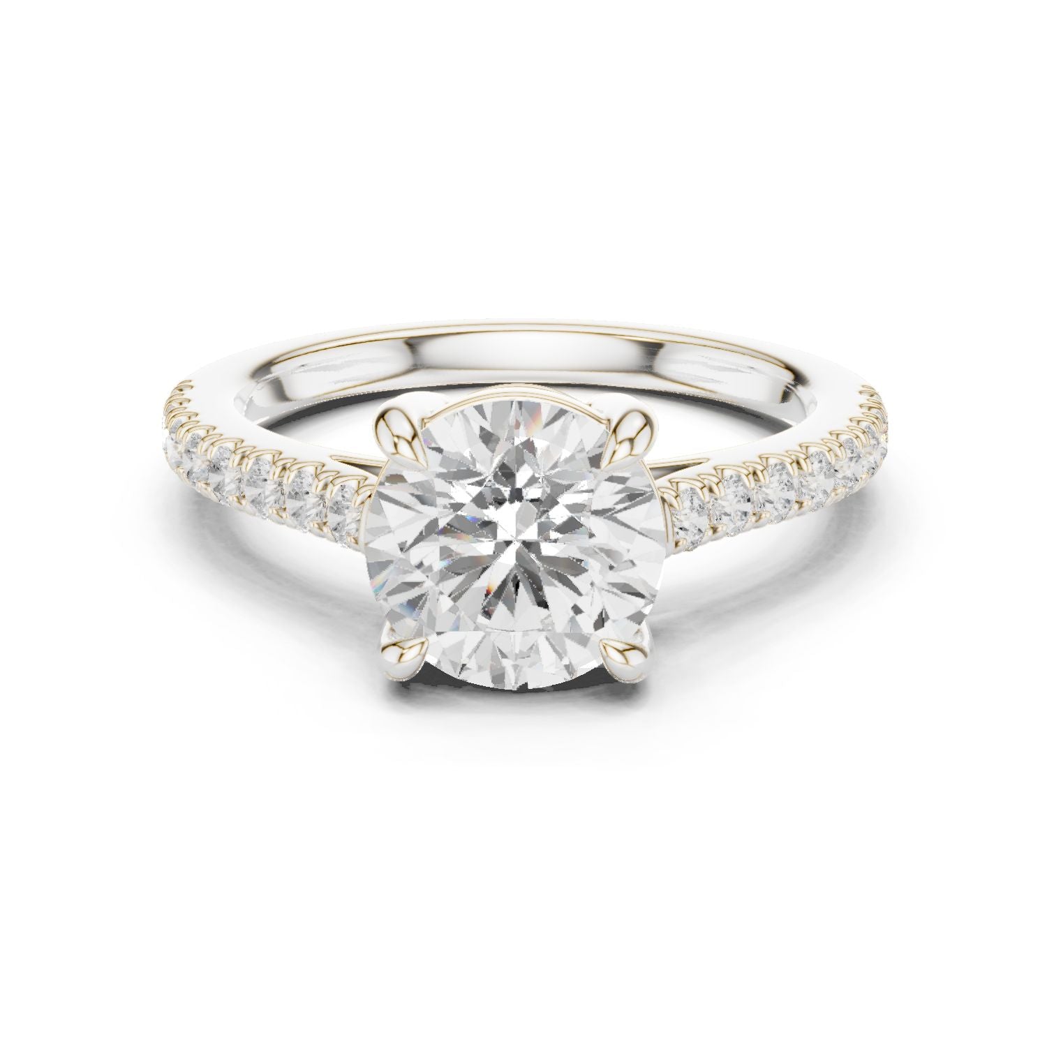 Round Lab Grown Diamond Pave Engagement Ring