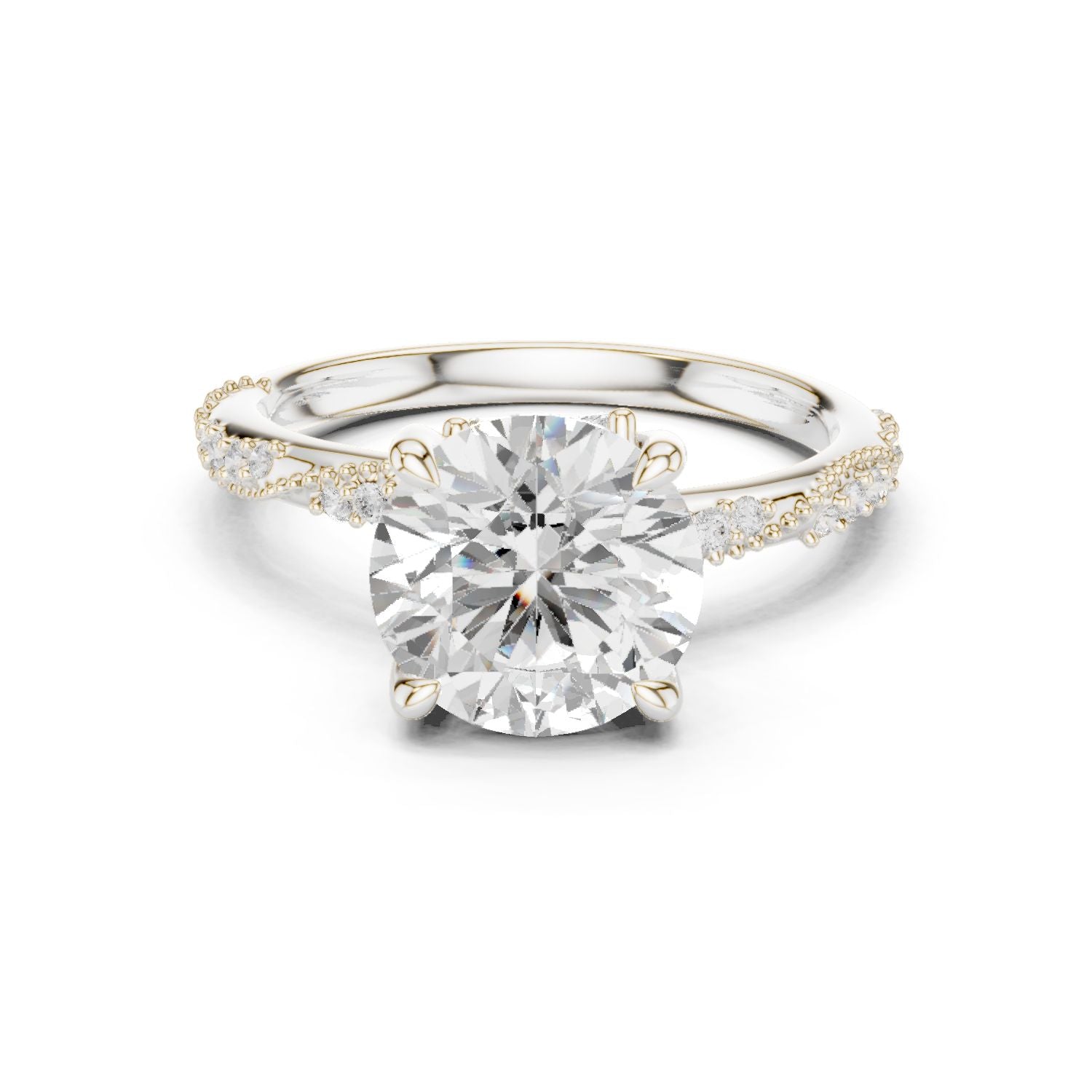 Round Lab Grown Diamond Pave Engagement Ring