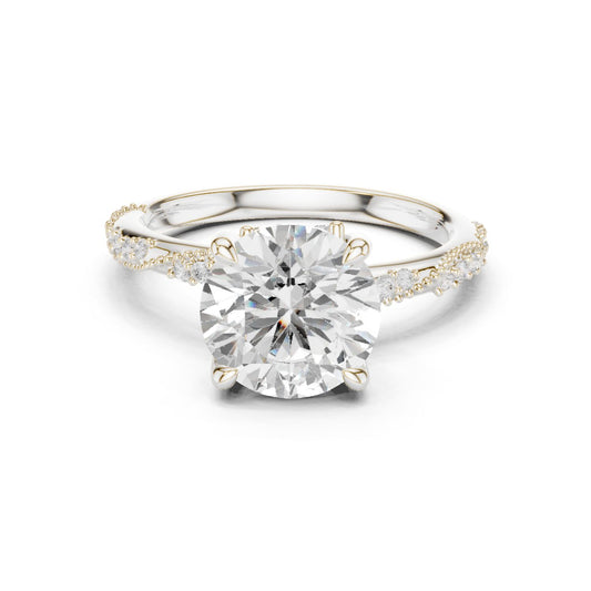 Round Lab Grown Diamond Pave Engagement Ring