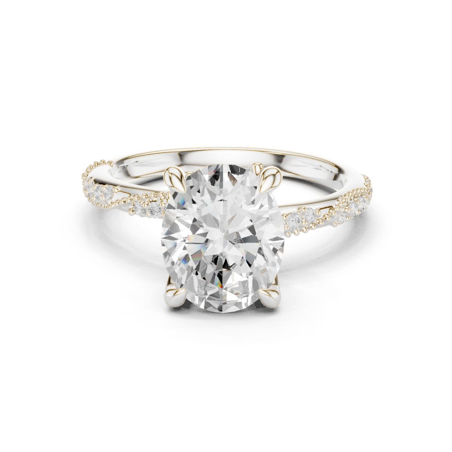 Round Lab Grown Diamond Pave Engagement Ring