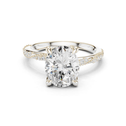 Round Lab Grown Diamond Pave Engagement Ring