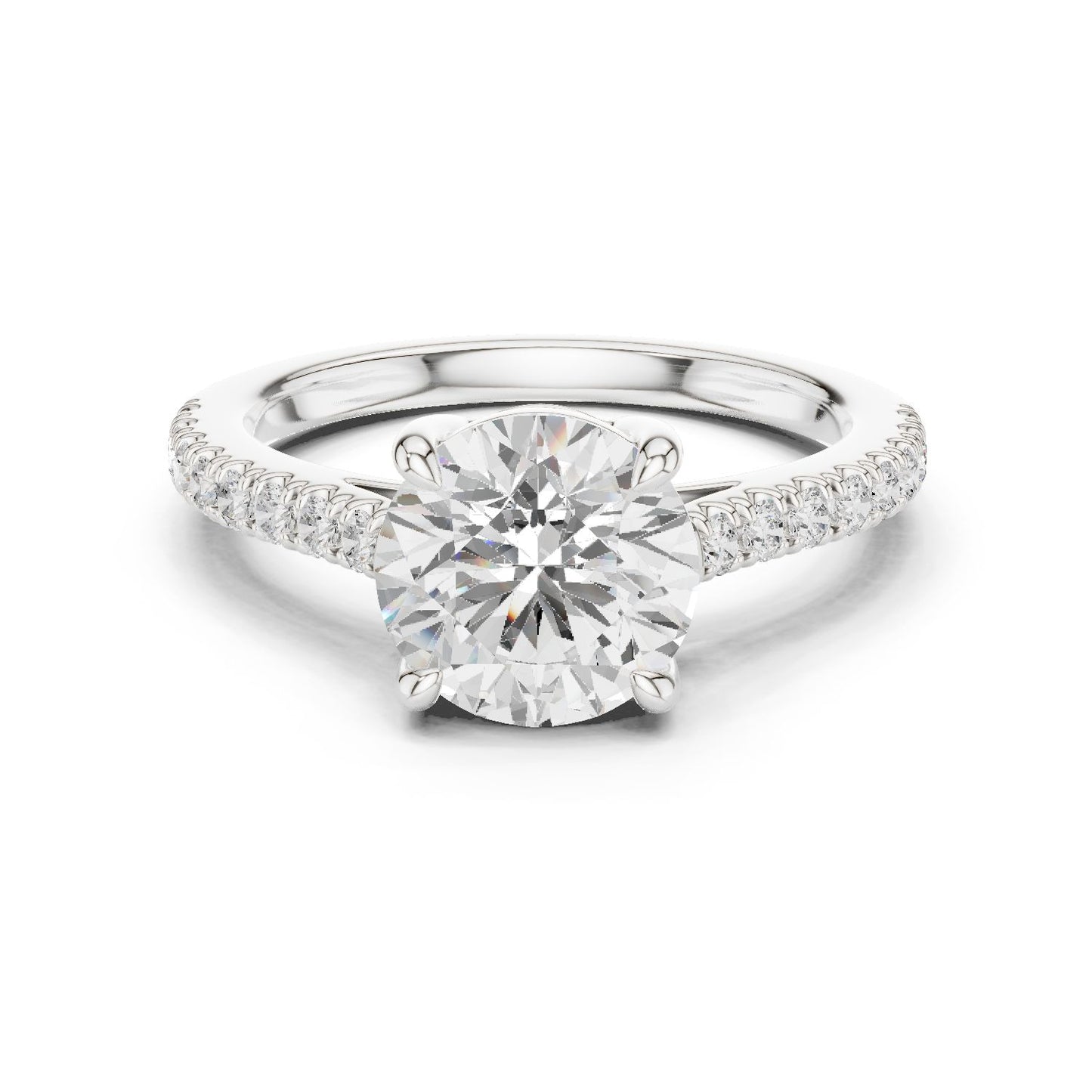 Round Lab Grown Diamond Pave Engagement Ring