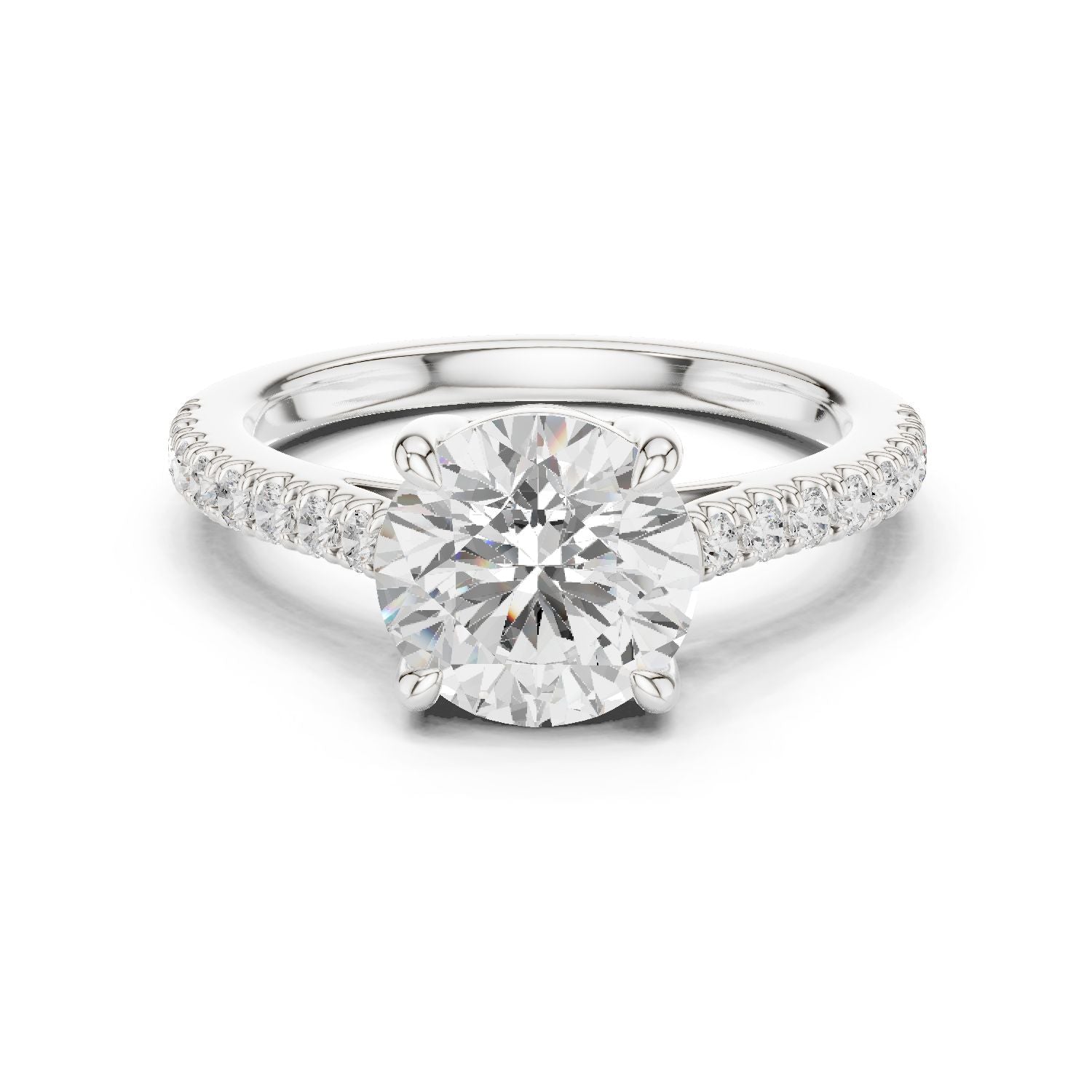 Round Lab Grown Diamond Pave Engagement Ring