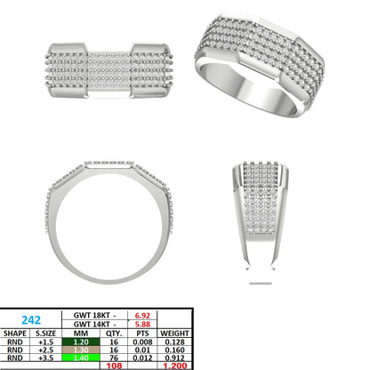 Men's Round Lab Grown Diamond Pave Ring