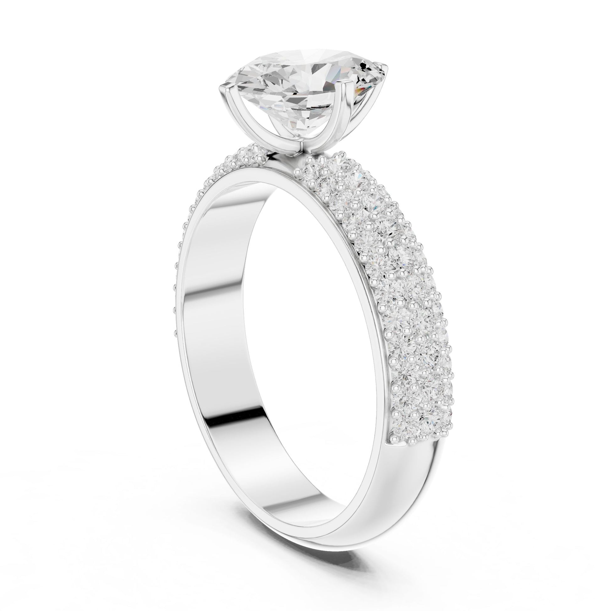 Round Lab Grown Diamond Pave Engagement Ring