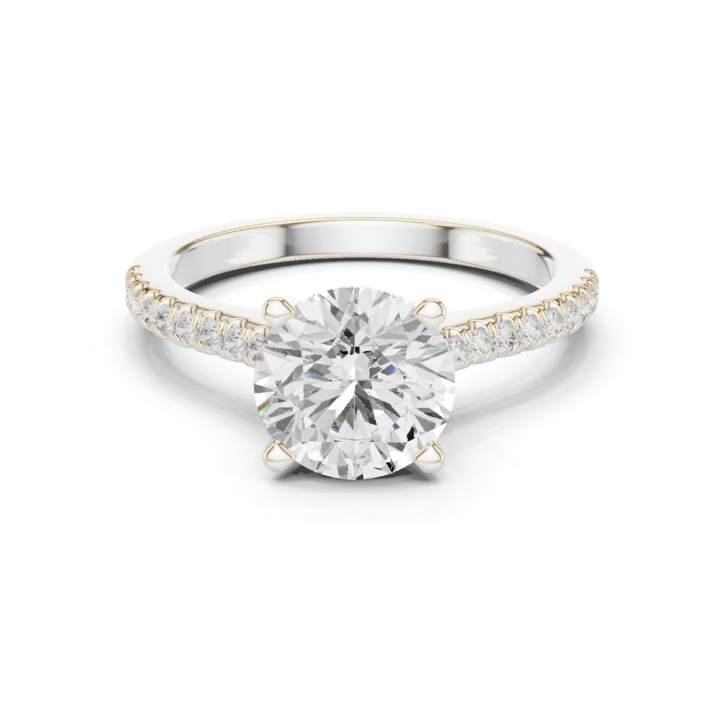 Round Lab Grown Diamond Pave Engagement Ring