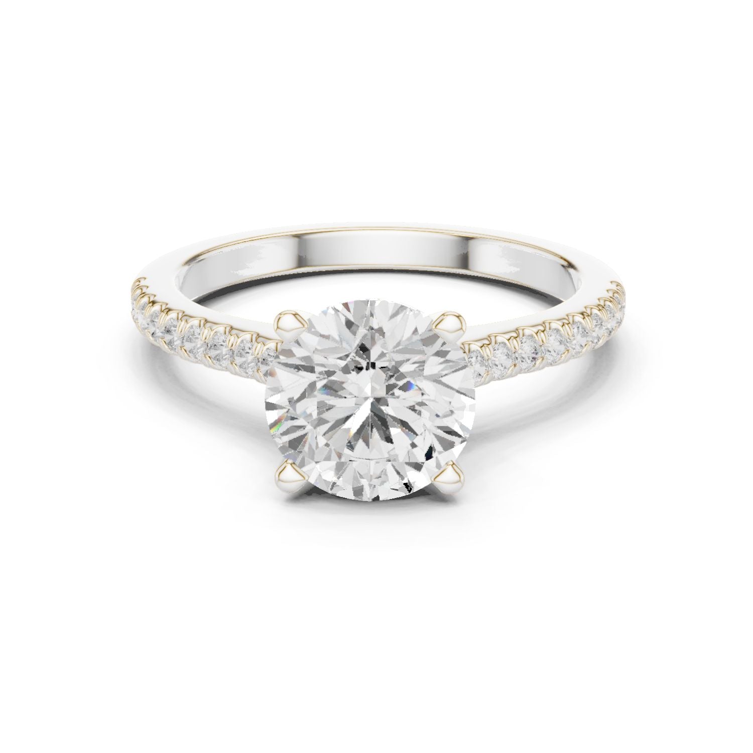 Round Lab Grown Diamond Pave Engagement Ring