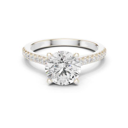 Round Lab Grown Diamond Pave Engagement Ring