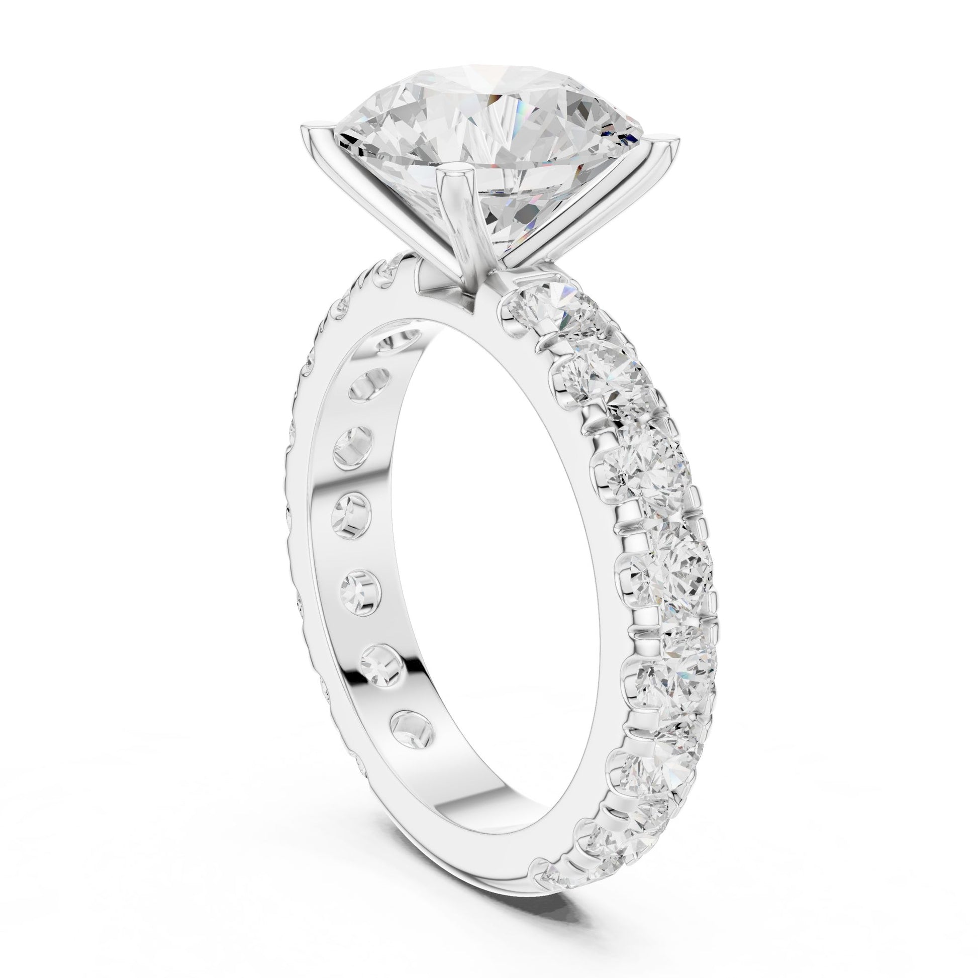 Round Lab Grown Diamond Pave Engagement Ring