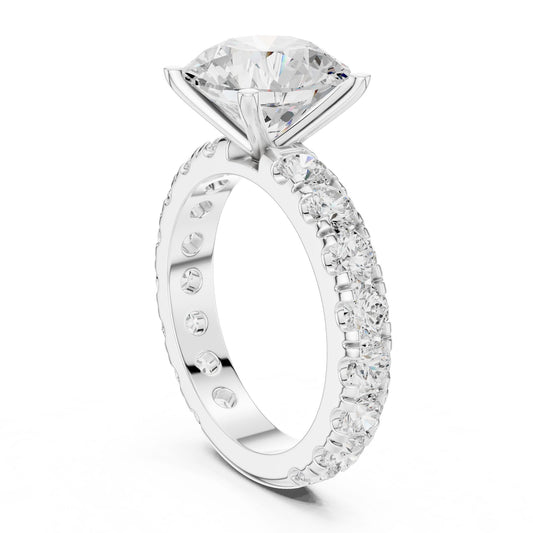 Round Lab Grown Diamond Pave Engagement Ring