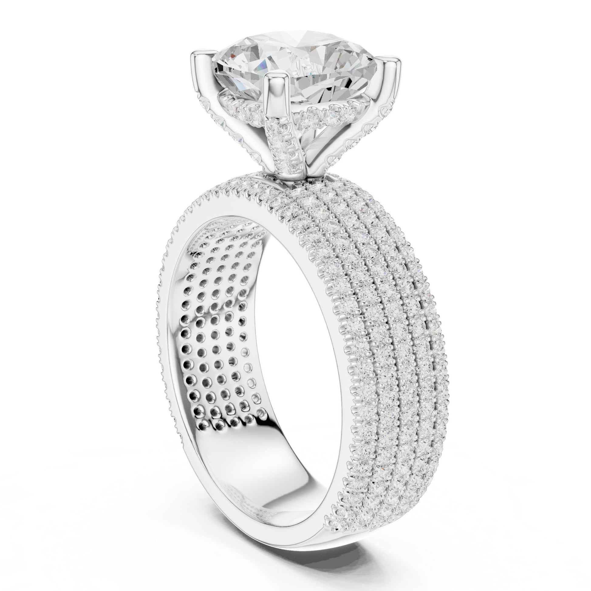 Round Lab Grown Diamond Pave Engagement Ring