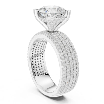 Round Lab Grown Diamond Pave Engagement Ring