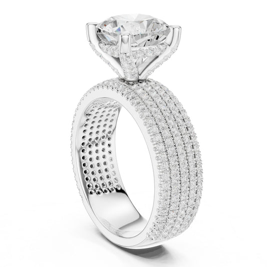Round Lab Grown Diamond Pave Engagement Ring