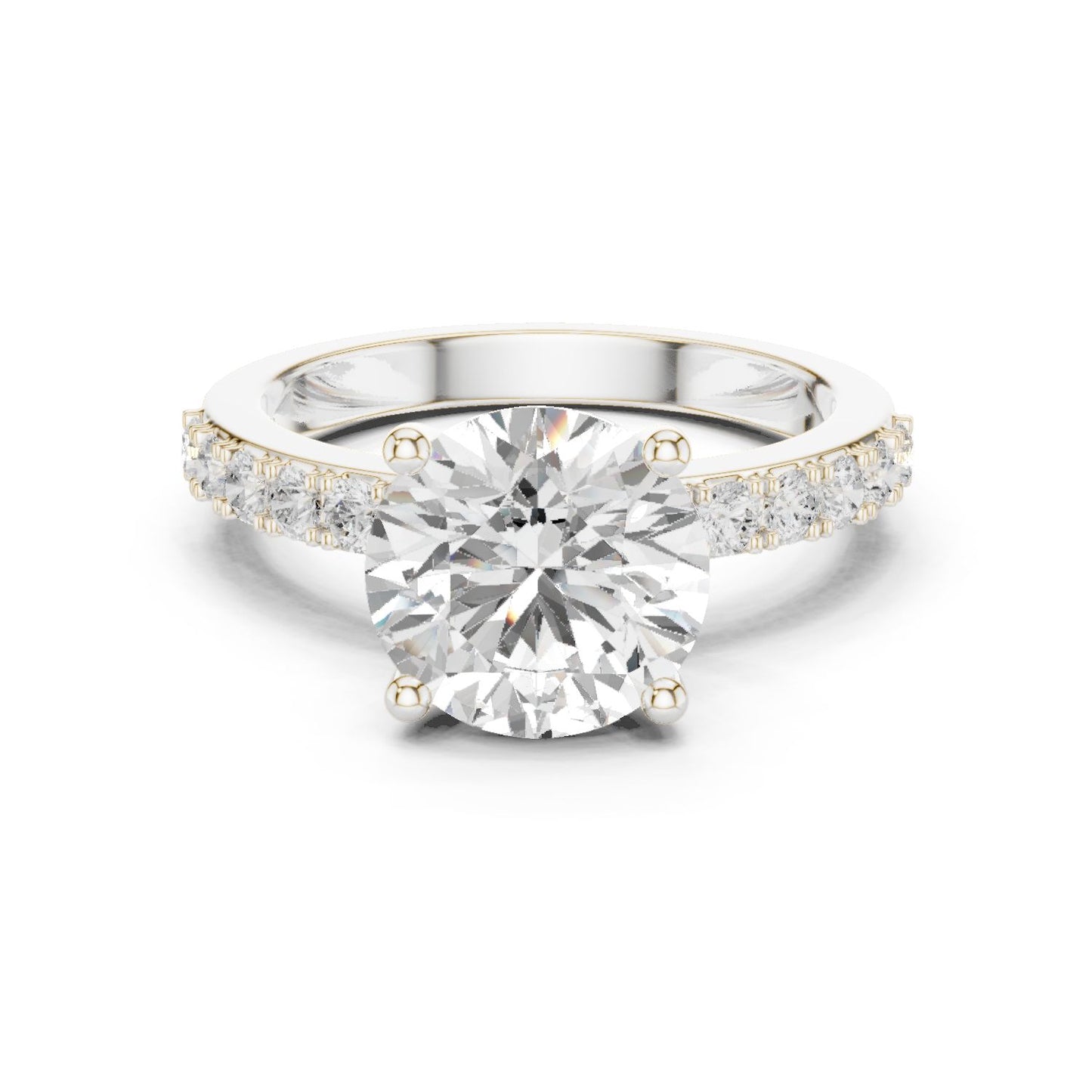 Round Lab Grown Diamond Pave Engagement Ring