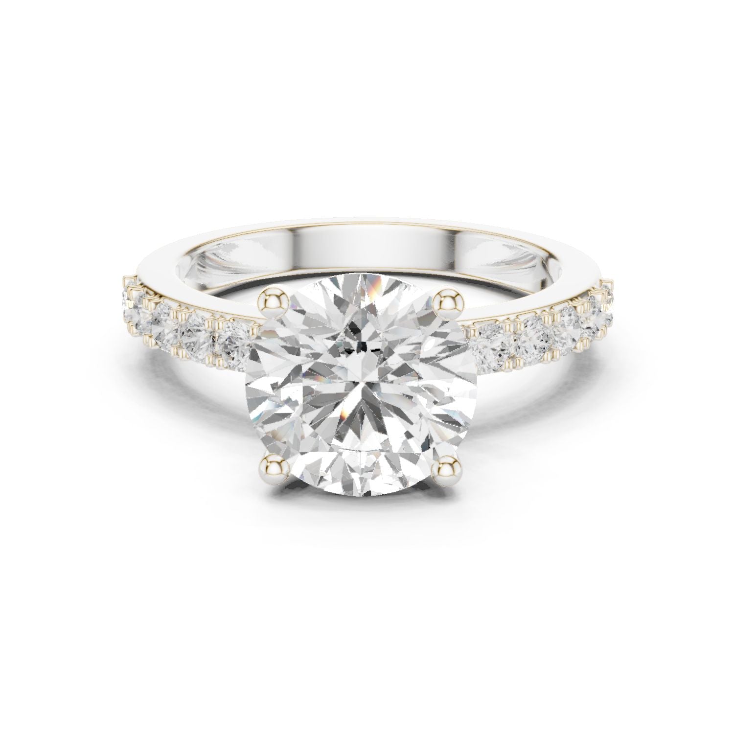 Round Lab Grown Diamond Pave Engagement Ring