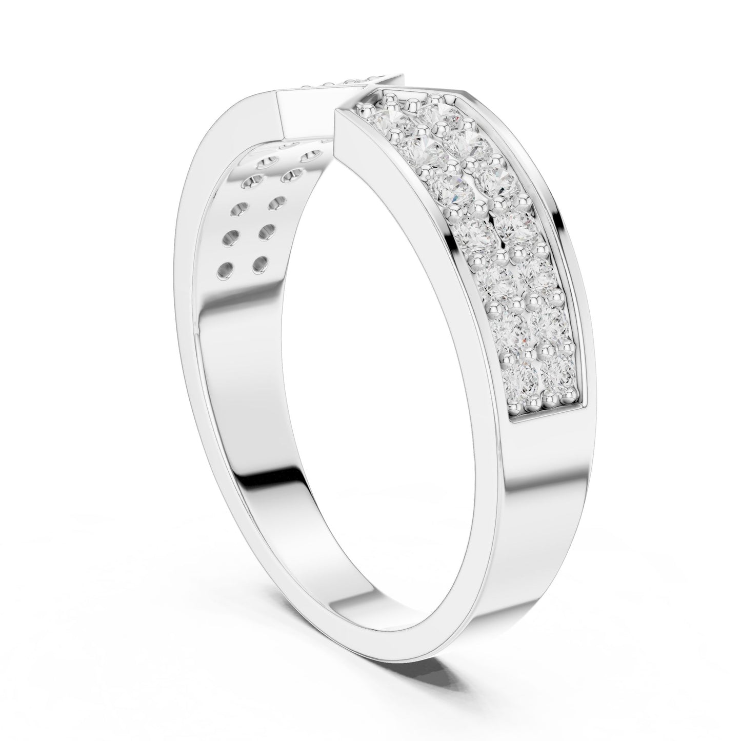 Round Lab Grown Diamond Pave Engagement Ring