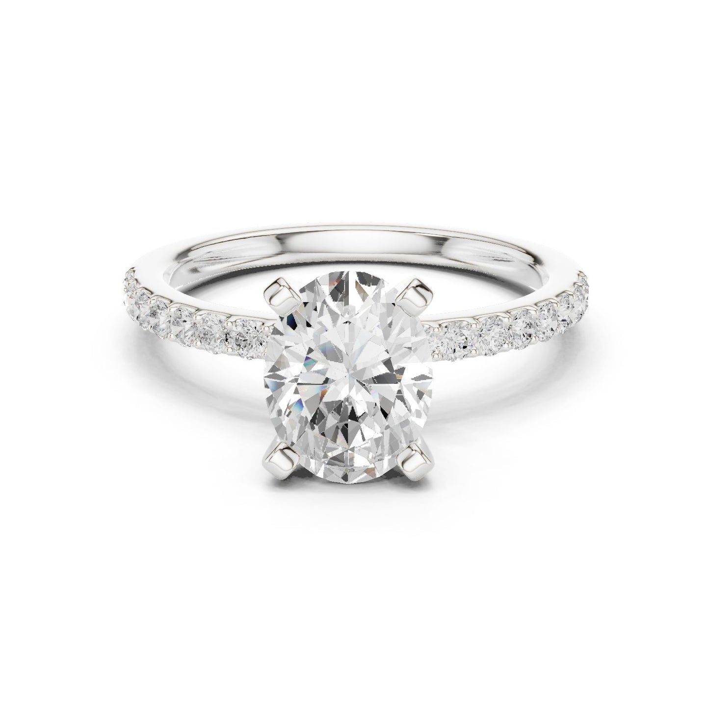 Round Lab Grown Diamond Pave Engagement Ring