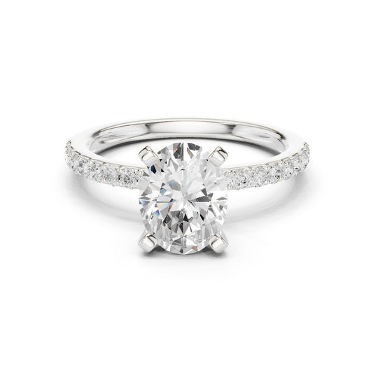 Round Lab Grown Diamond Pave Engagement Ring