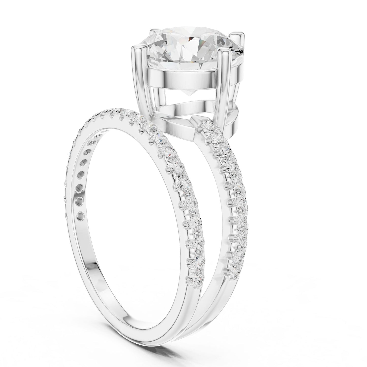 Round Lab Grown Diamond Pave Engagement Ring