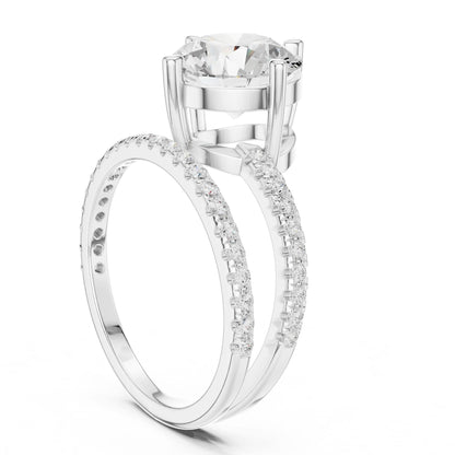 Round Lab Grown Diamond Pave Engagement Ring