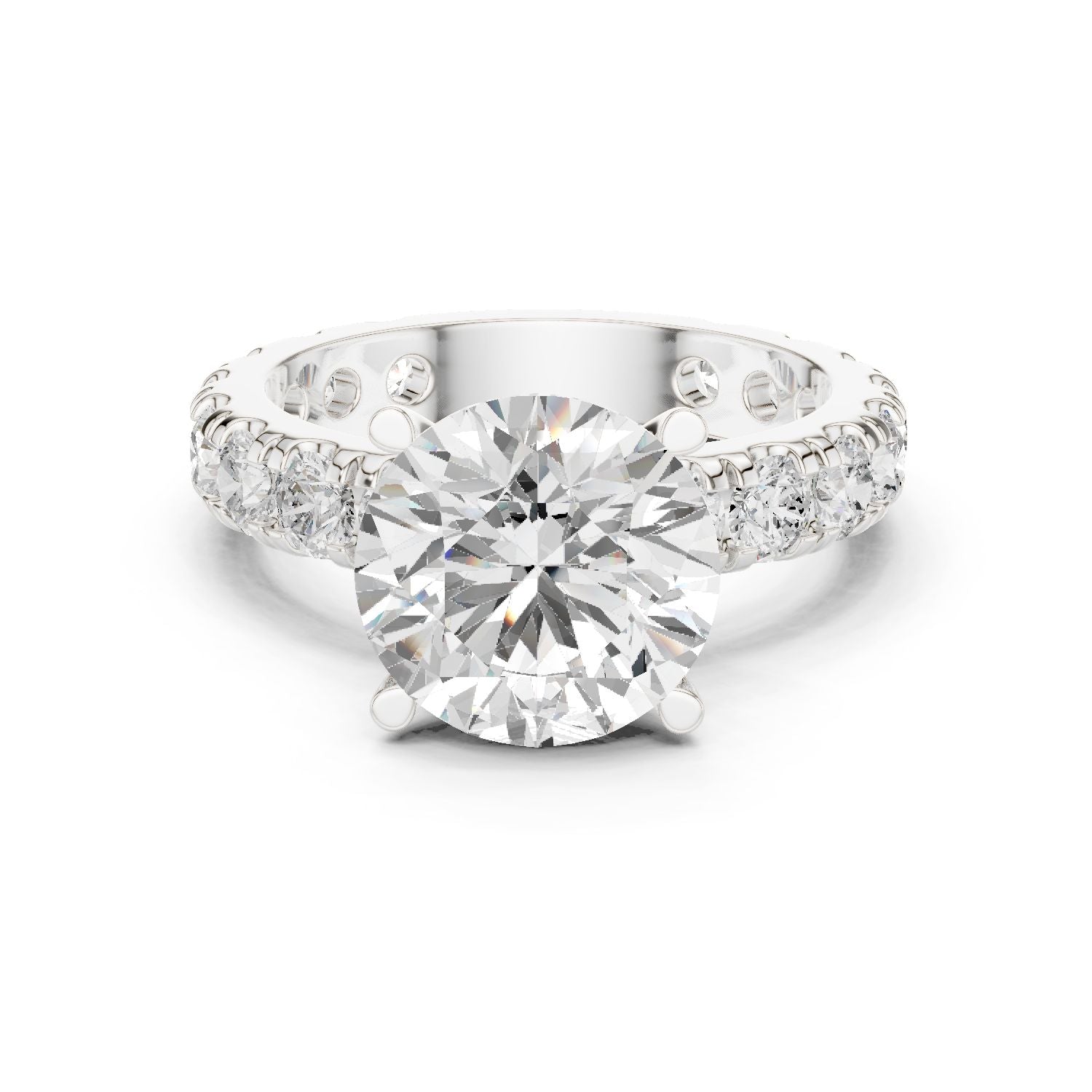 Round Lab Grown Diamond Pave Engagement Ring