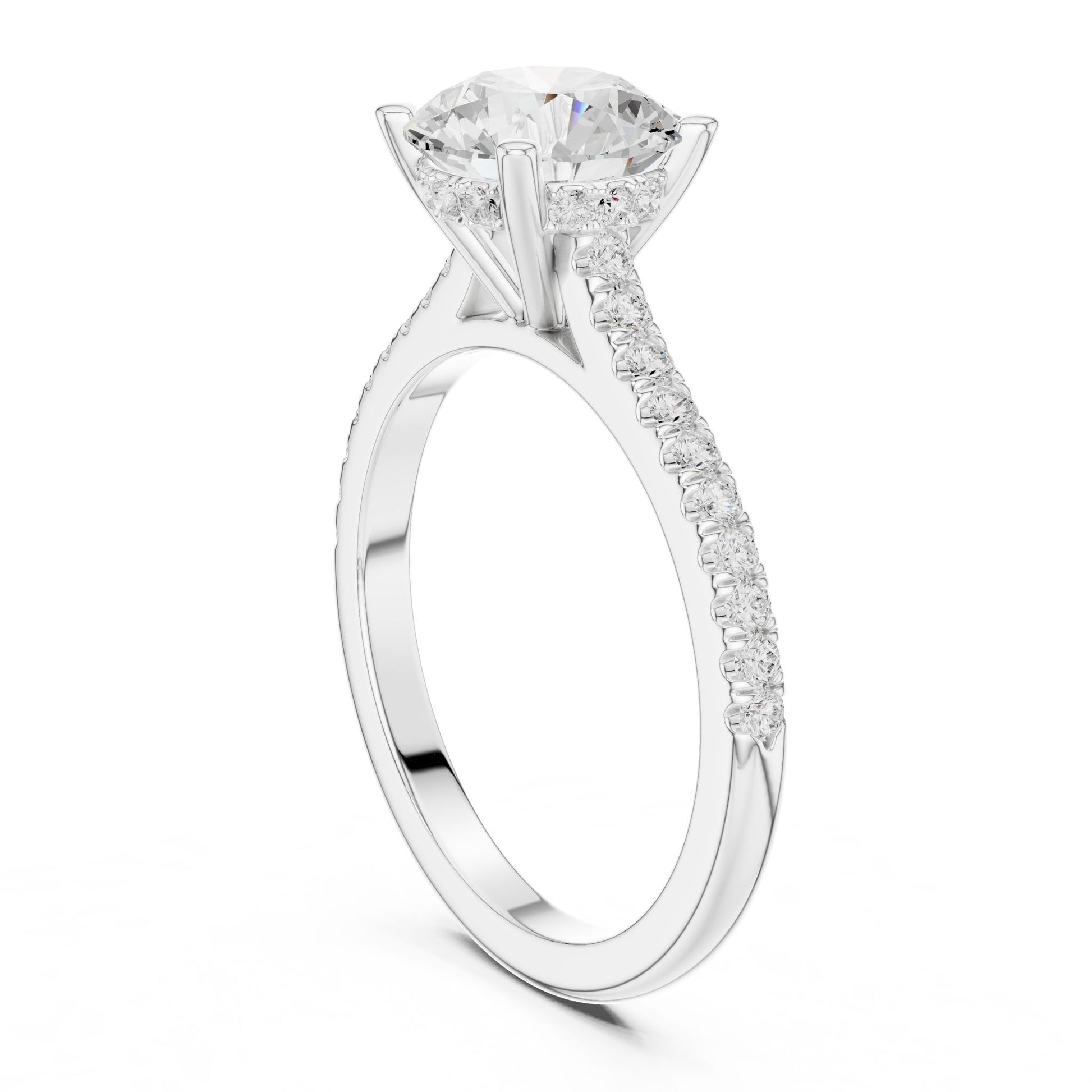 Round Lab Grown Diamond Pave Engagement Ring
