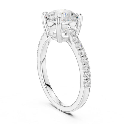 Round Lab Grown Diamond Pave Engagement Ring