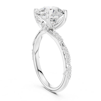 Round Lab Grown Diamond Pave Engagement Ring