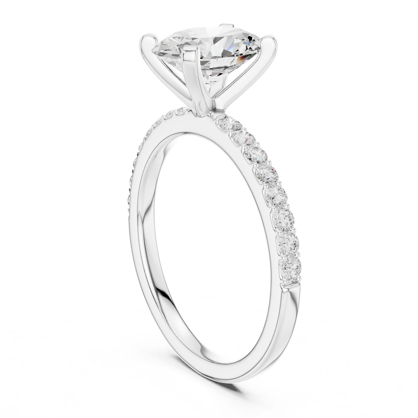 Round Lab Grown Diamond Pave Engagement Ring