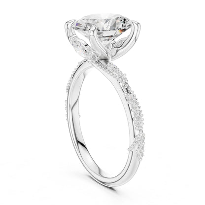 Round Lab Grown Diamond Pave Engagement Ring