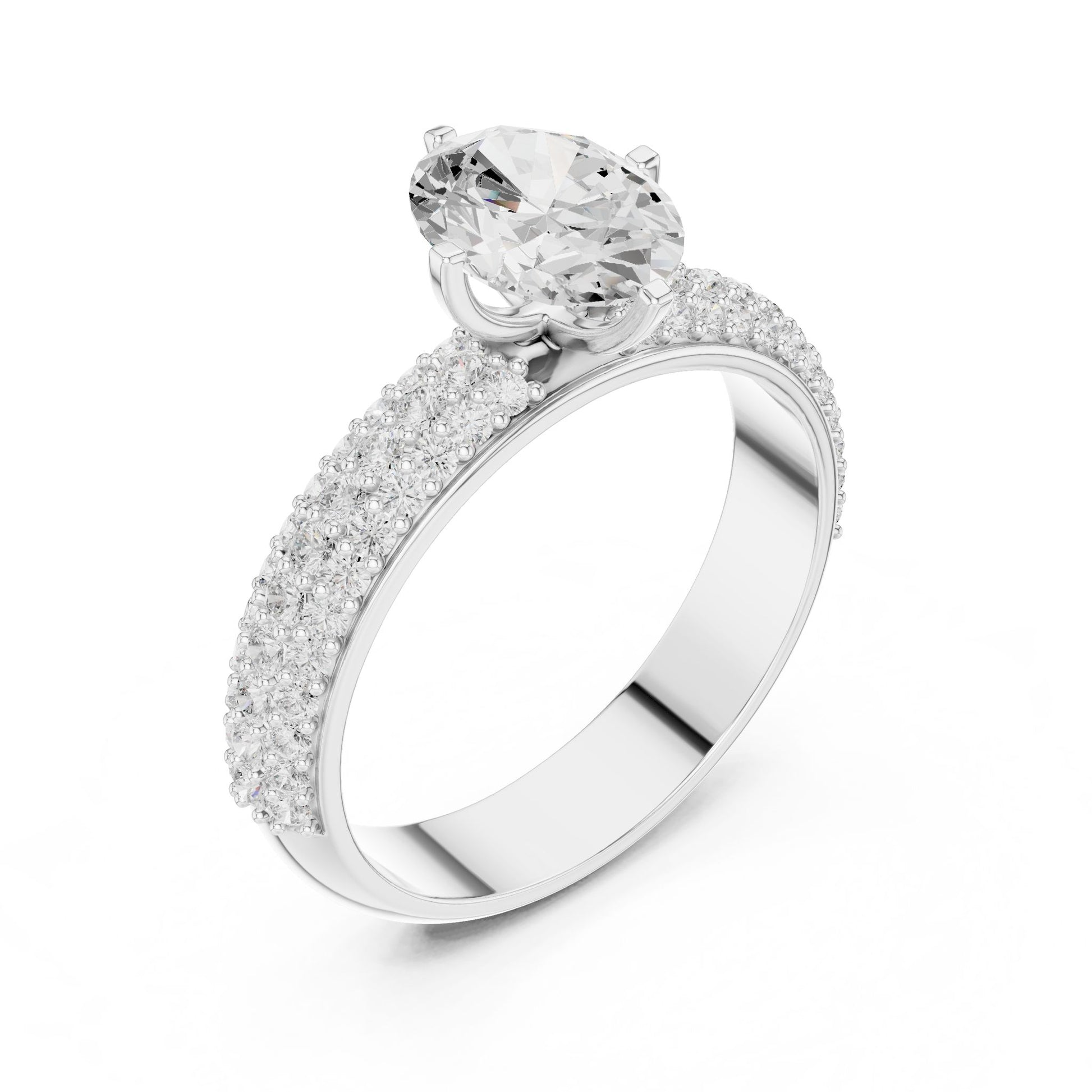 Round Lab Grown Diamond Pave Engagement Ring