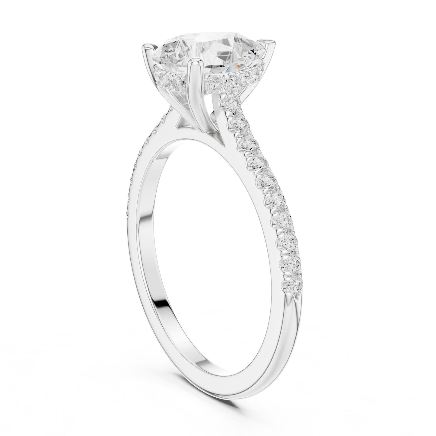 Round Lab Grown Diamond Pave Engagement Ring