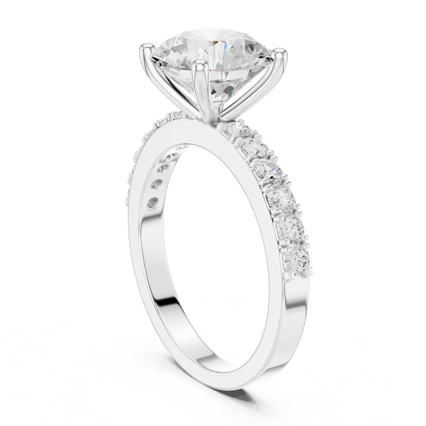 Round Lab Grown Diamond Pave Engagement Ring