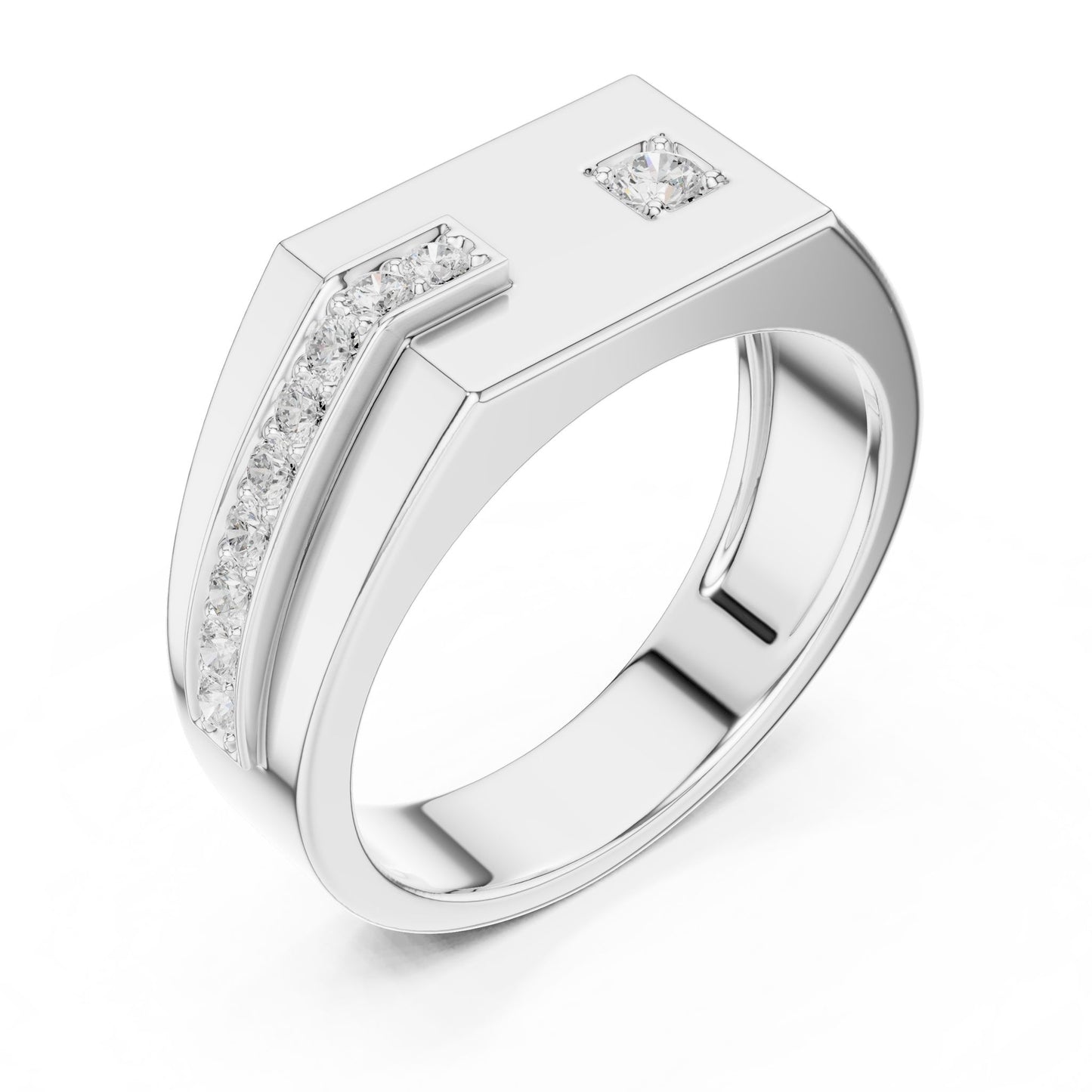 Men's Round Lab Grown Diamond Pave Ring