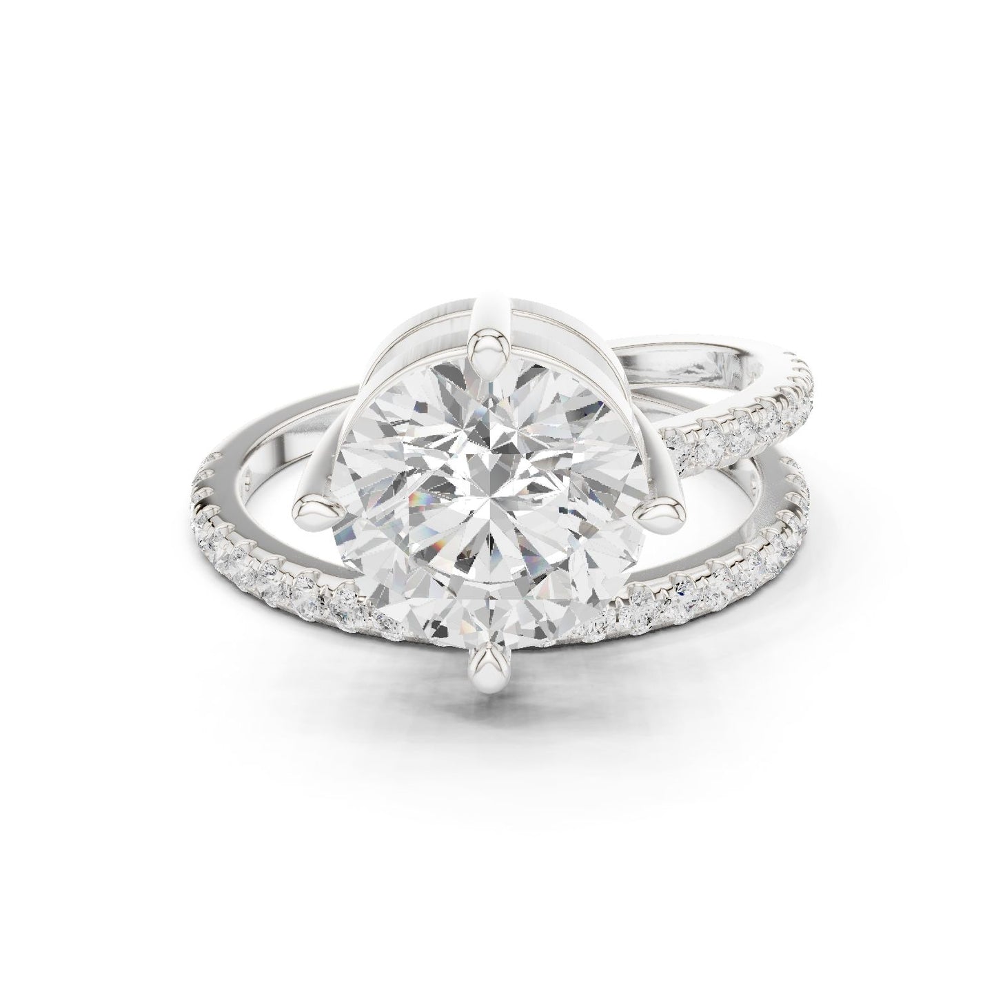 Round Lab Grown Diamond Pave Engagement Ring