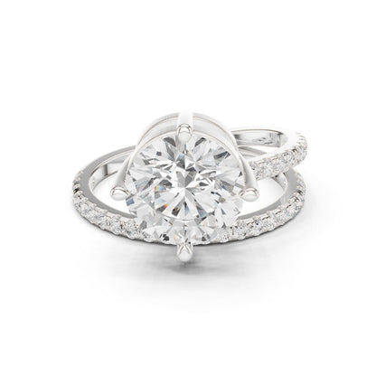 Round Lab Grown Diamond Pave Engagement Ring