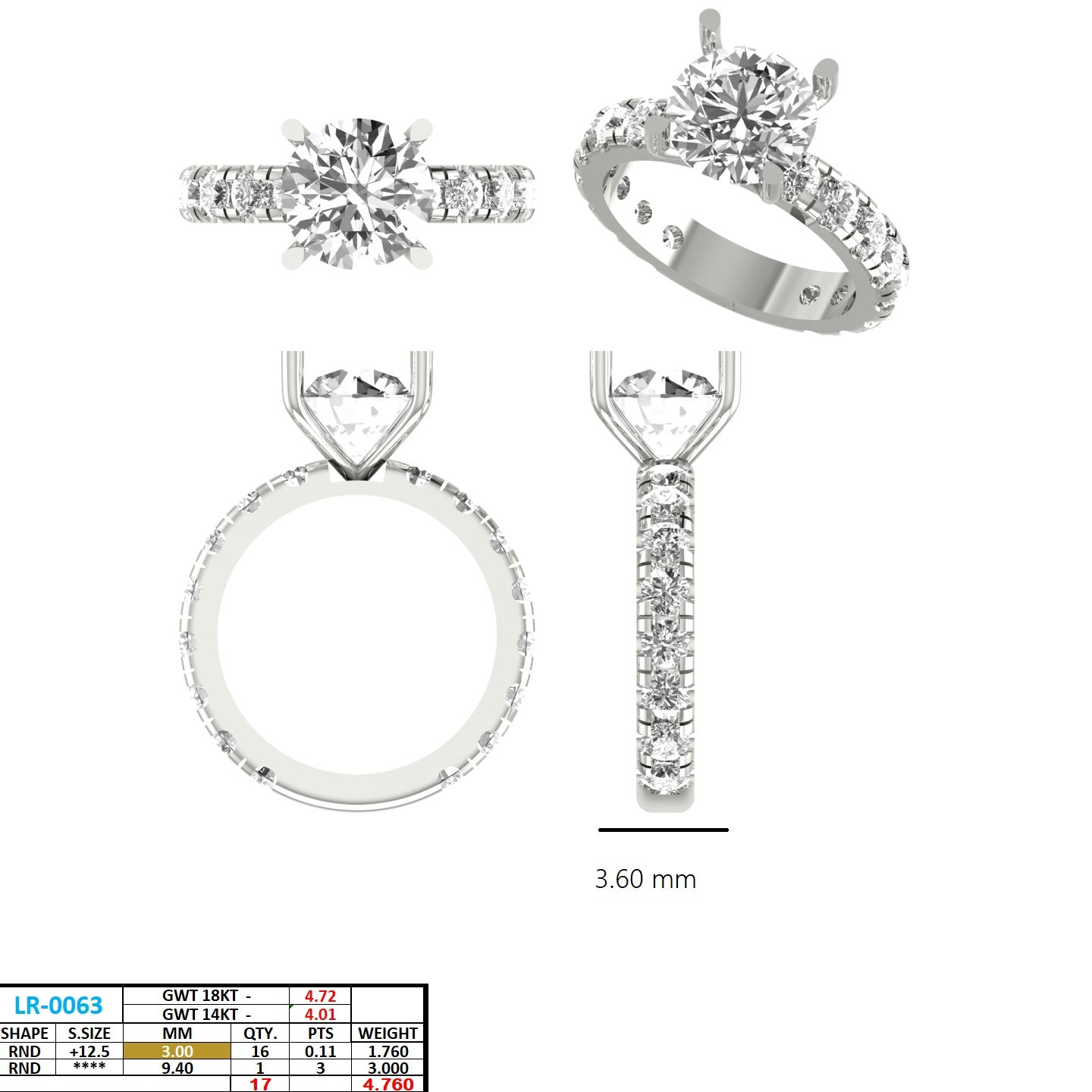 Round Lab Grown Diamond Pave Engagement Ring